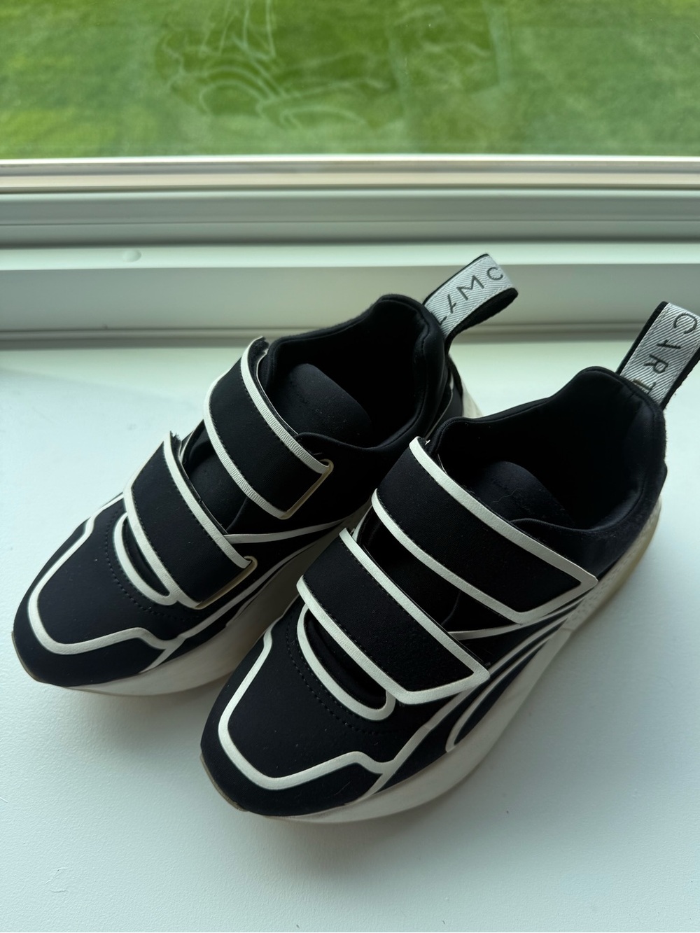 Stella McCartney Black and White Platform Velcro Sneakers